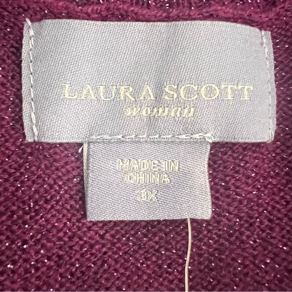 Laura Scott Purple Cardigan Sweater with Draped Front - Picture 7 of 9